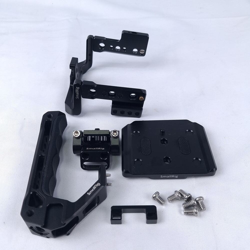 Z Cam E2 Camera Cage Kit Top Handle Base Plate Rod Clamp Screws Black